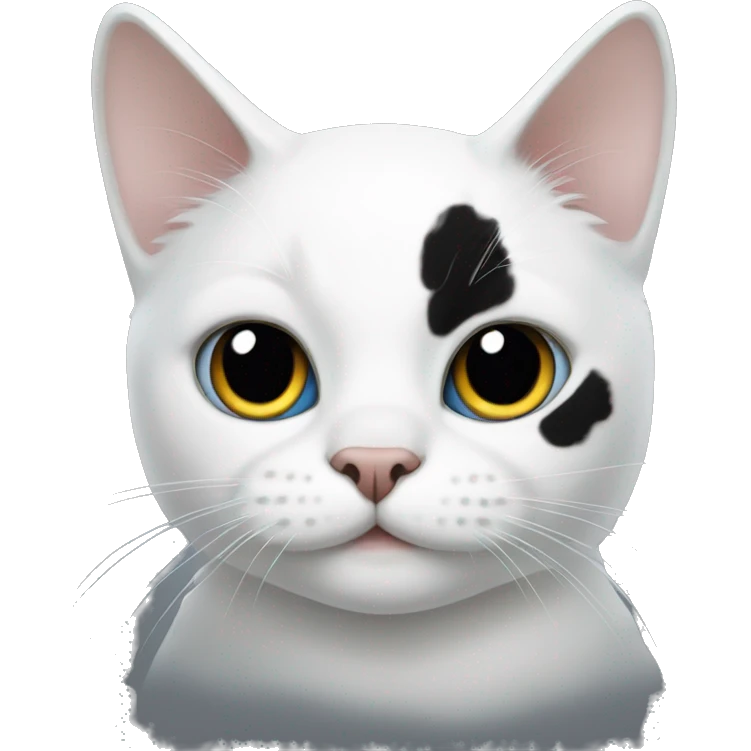 White cat with black patches  emoji