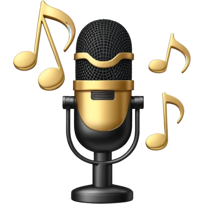 microphone with musical notes around emoji