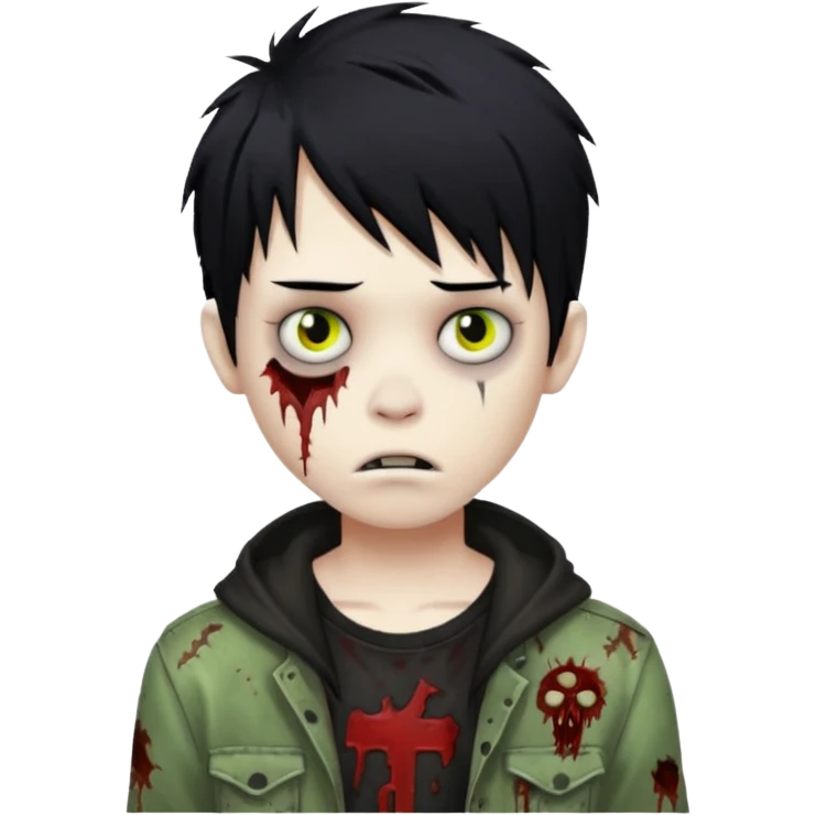 boy zombie with black hair emo emoji