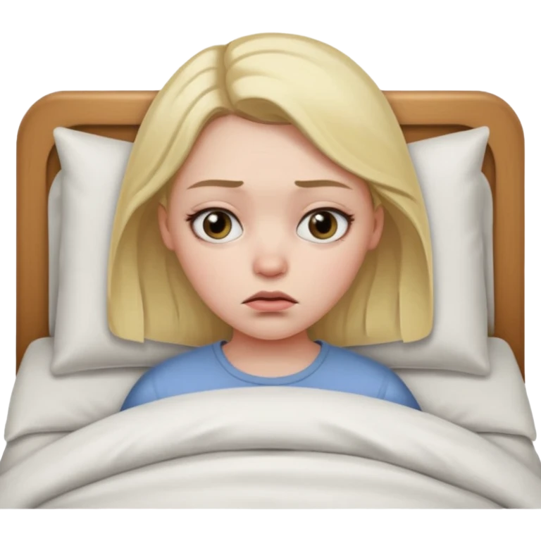 girl in bed, frowning, dark circles under eyes emoji