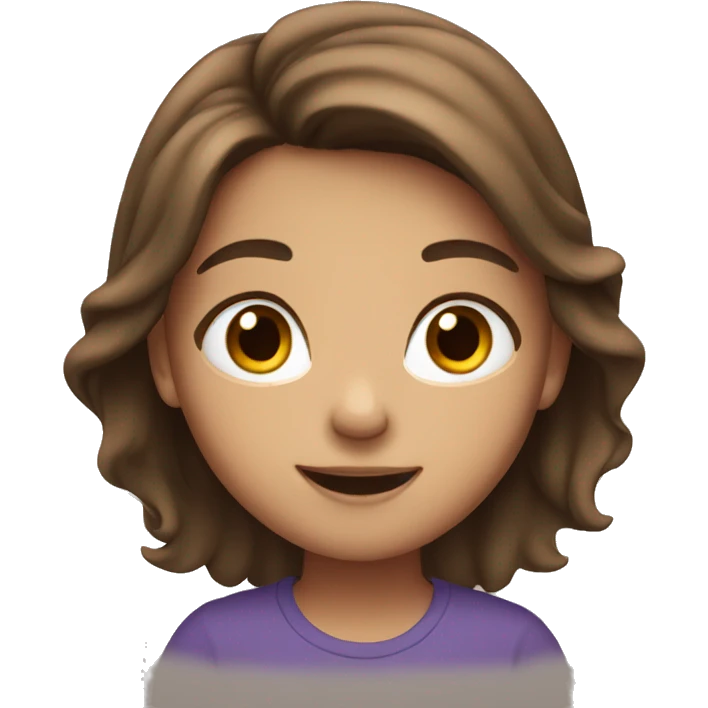 Brown haired girl with brown eyes cheering emoji
