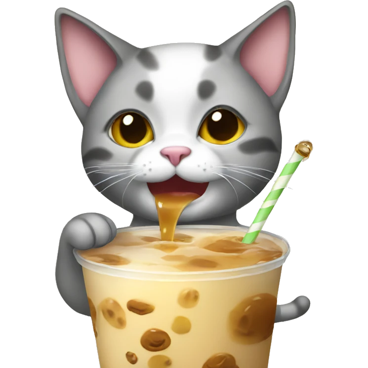 cat drinking boba emoji