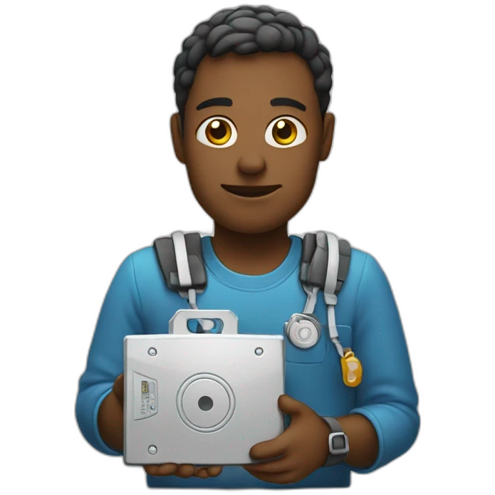 care emoji holding a hard drive  emoji