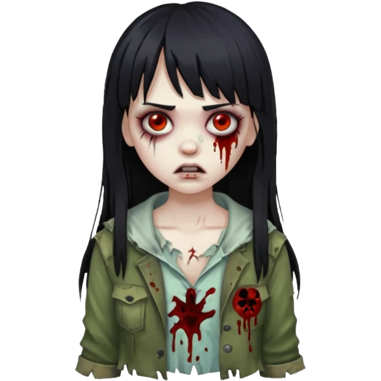 girl zombie with black long hair and bangs emoji
