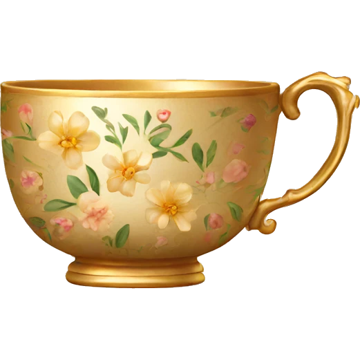 Golden teacup with floral pattern  emoji