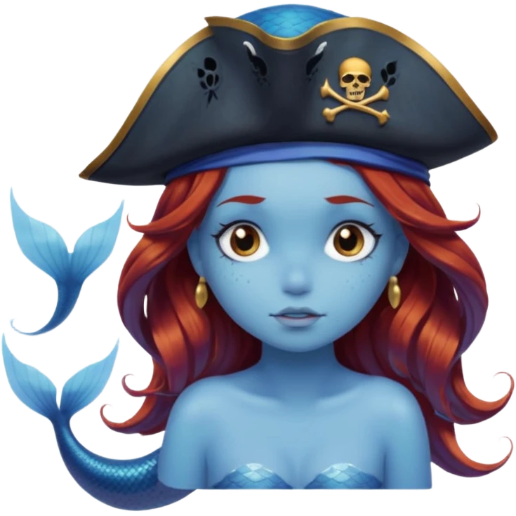 a sad mermaid wearing pirate hat  emoji