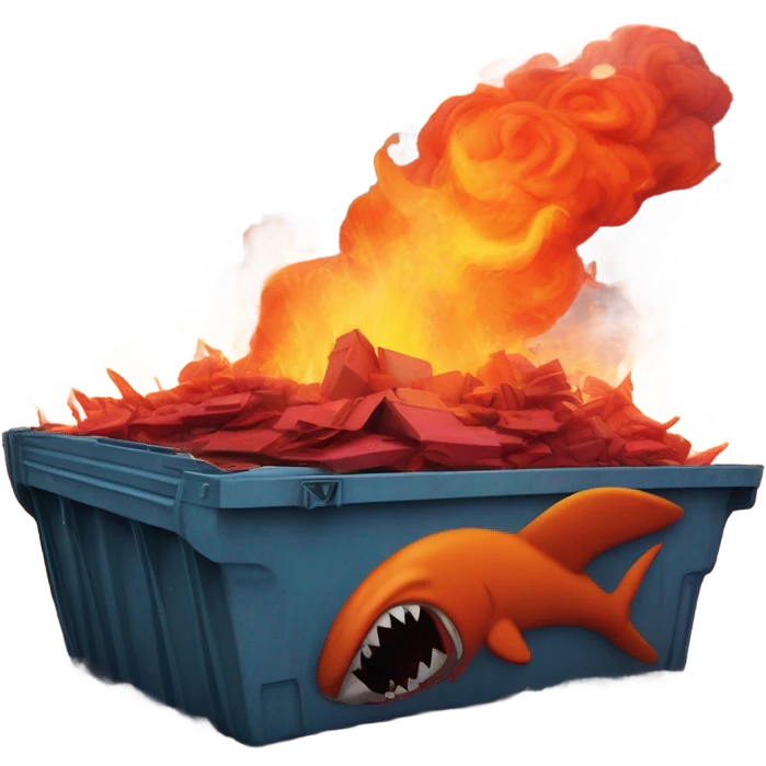 dumpster fire in a flood with a sharknato in the background emoji