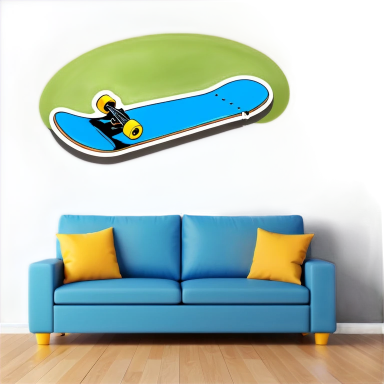 Skate board half pipe with a couch  emoji