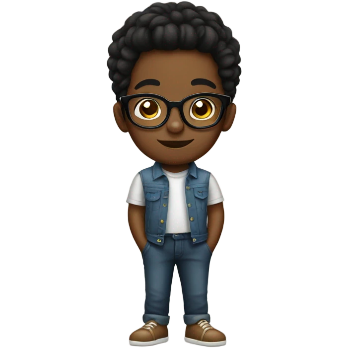 Cute black boy with side buns and glasses emoji