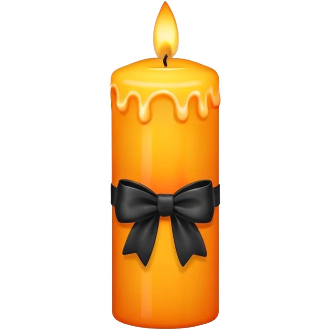 orange yellow candle, with black bow emoji