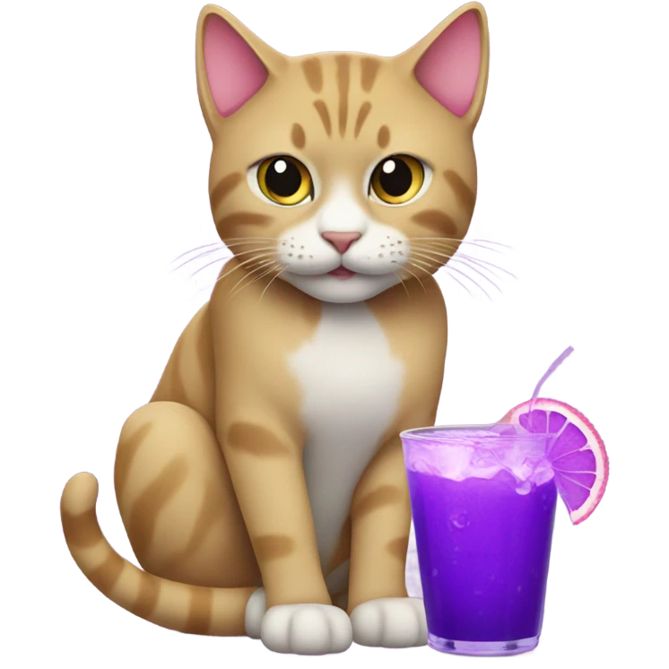 cat drinking purple drink emoji