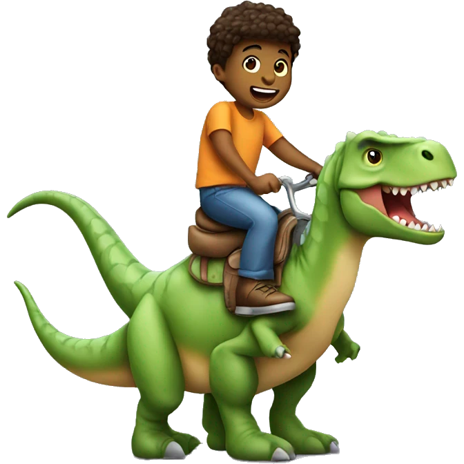 a boy riding a dinosaur emoji