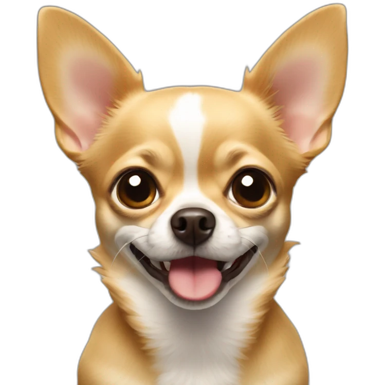 chihuahua with a funny face emoji