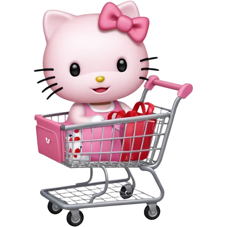 hello kitty pushing a shopping cart emoji
