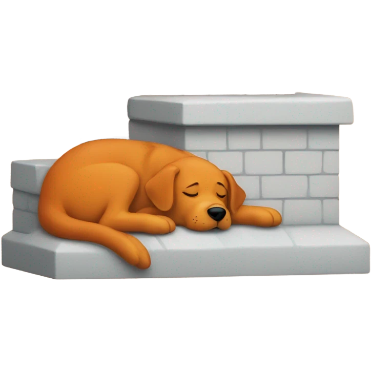 orange dog sleeping next to a chimney emoji