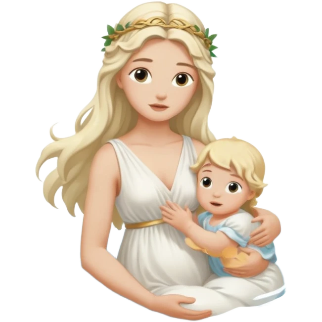 greek goddess dipping baby in river emoji