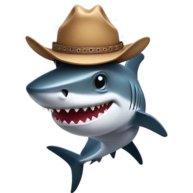 Shark with a cowboy hat emoji