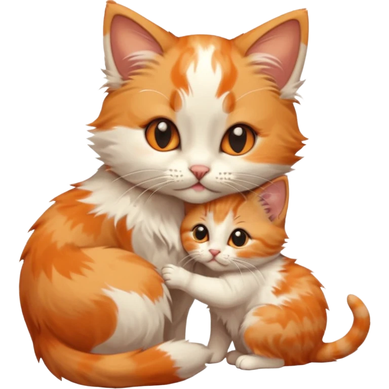 Kitten kissing mommy on the eye with affection and lots of cuteness emoji