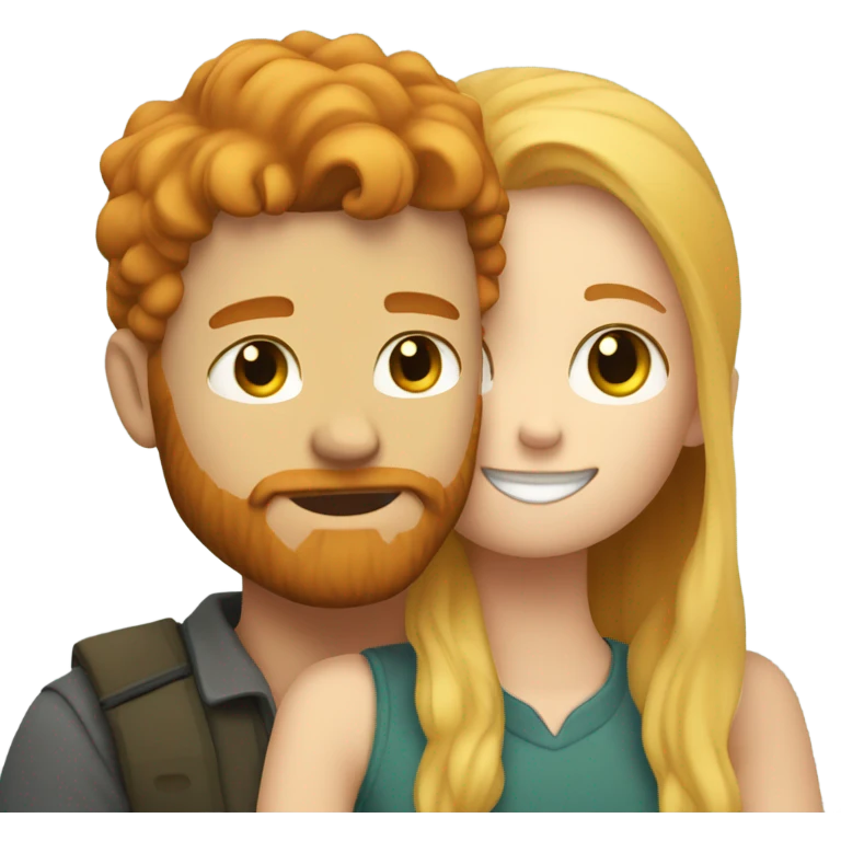 Ginger bearded boy cuddling blonde girl  emoji