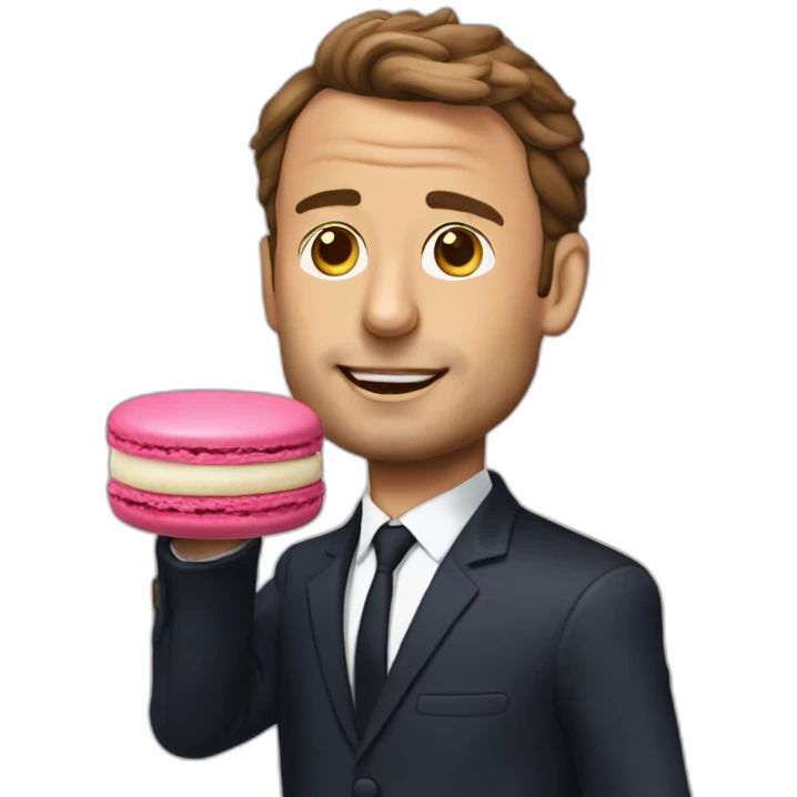 Macron mange un macaron emoji