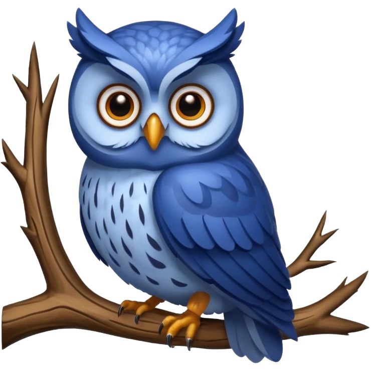 blue fat owl at the tree emoji