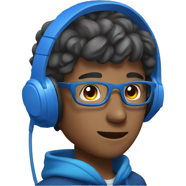 teen man with blue headset emoji