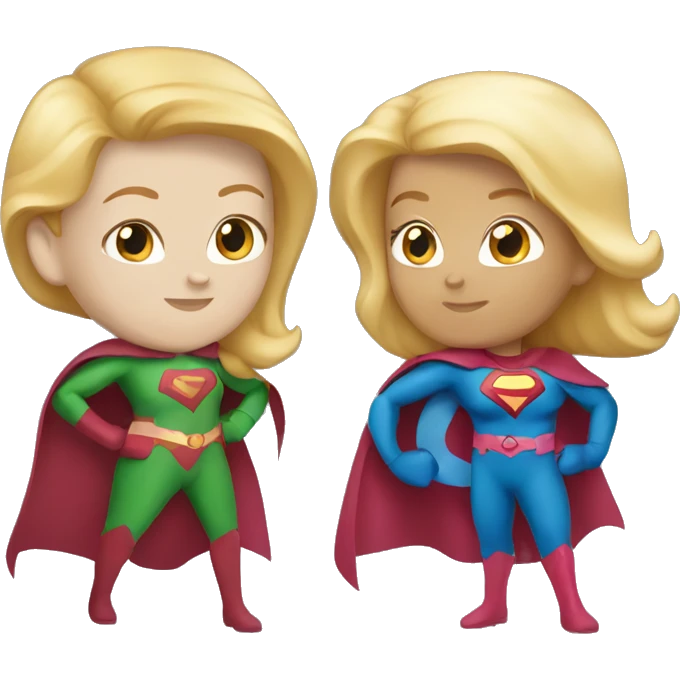 Superhero Duo Caucasian female redhead and  female blonde emoji