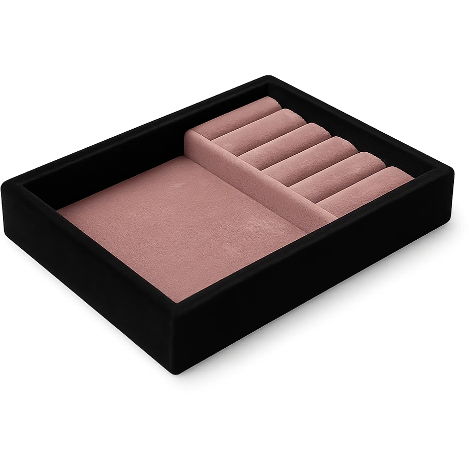 black and pink velvet jewelry tray emoji
