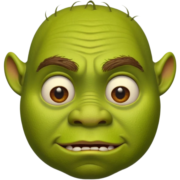 Shrek emoji face showing a 🤨 emoji