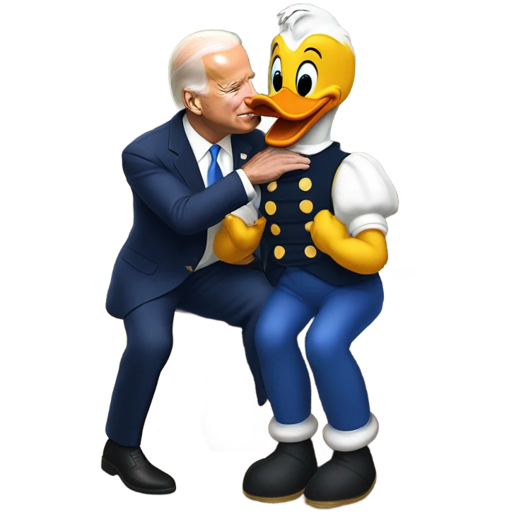Joe Biden kissing Donald Duck emoji