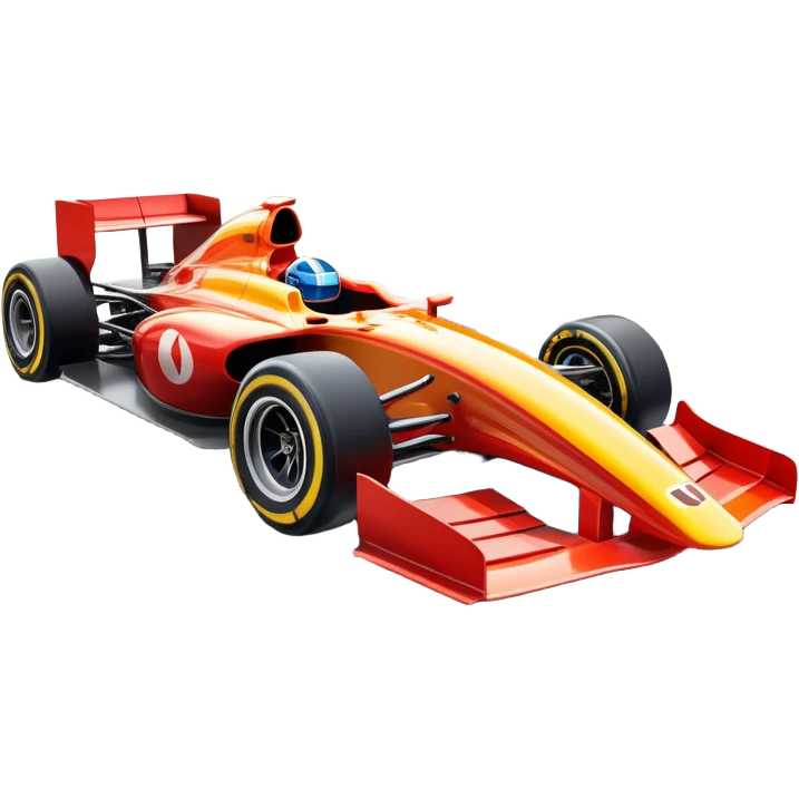 An icon showing a Formula 1 car racing down a track, with the vibrant speed and motion captured in the design. The background features a grand racing stadium with packed stands and winding turns, symbolizing the thrill of high-speed racing. Transparent background highlights the excitement. emoji