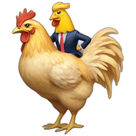 Trump riding a chicken emoji