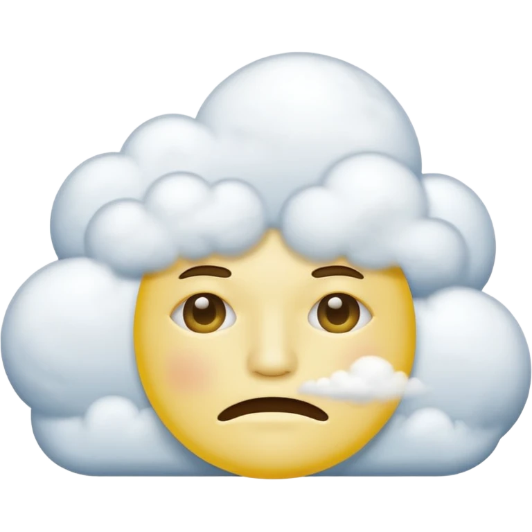 Yellow circle face covered in clouds cover a mouth add clouds on face cover clouds on mouth emoji