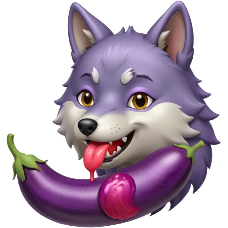 Wolf licking eggplant suggestively emoji