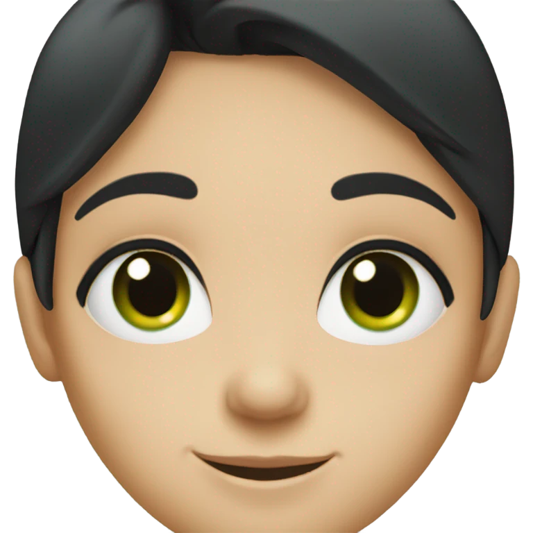 smiling girl with black hair and green eyes emoji