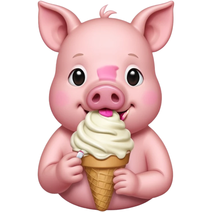 Pig eating ice cream emoji