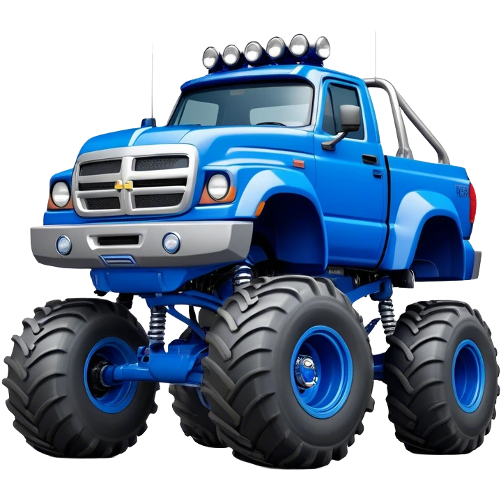 Bigfoot - Bigfoot 4x4 (Model Year: 2022) (Iconic colour: Blue) - An oversized, rugged monster truck with bold, aggressive lines painted in a striking blue. Focus on massive, rugged tires and a muscular chassis that exudes raw power and an urban legend feel. emoji