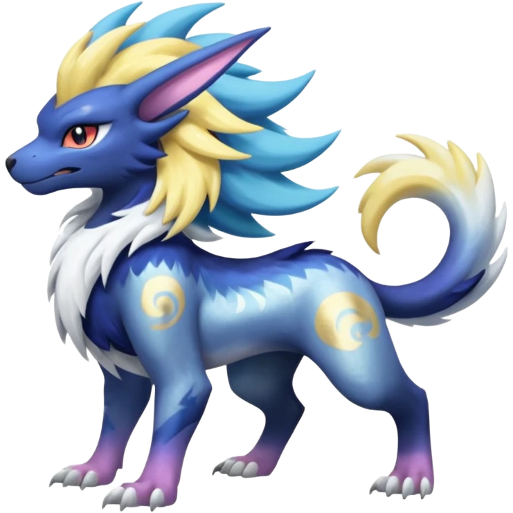 Shiny Sunny furry scaly painted Asian pastel-gradient Absol-Solgaleo-Luxray-Suicune-fusion emoji