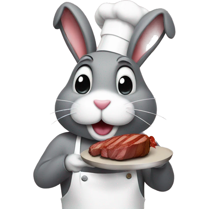 Bunny cooking steak emoji