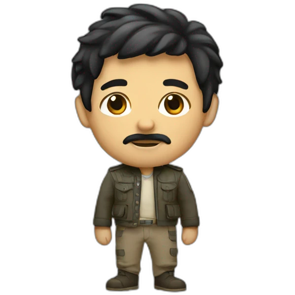 Standing sardin with black hair emoji