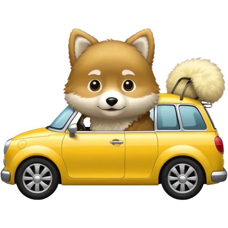 Haski in yellow car emoji