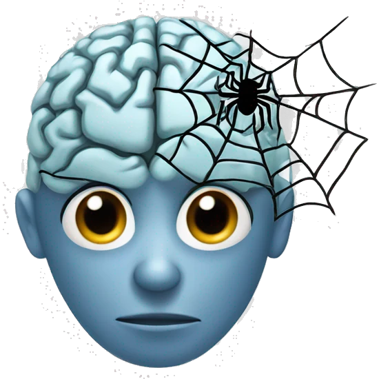 Brain head with spider web emoji