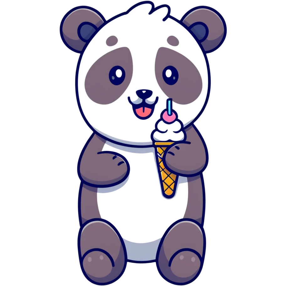 Panda eating ice cream emoji