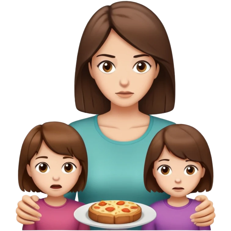 Mutter kurze Haare und Tochter lange Haare, haben Hunger,  braune Haare emoji