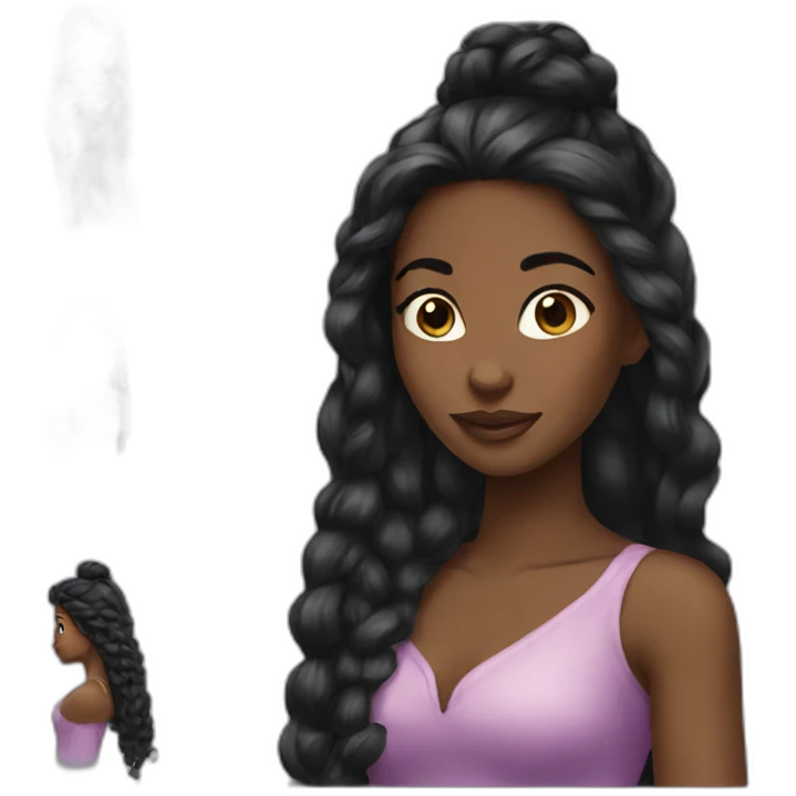 Black women with long hair princess emoji