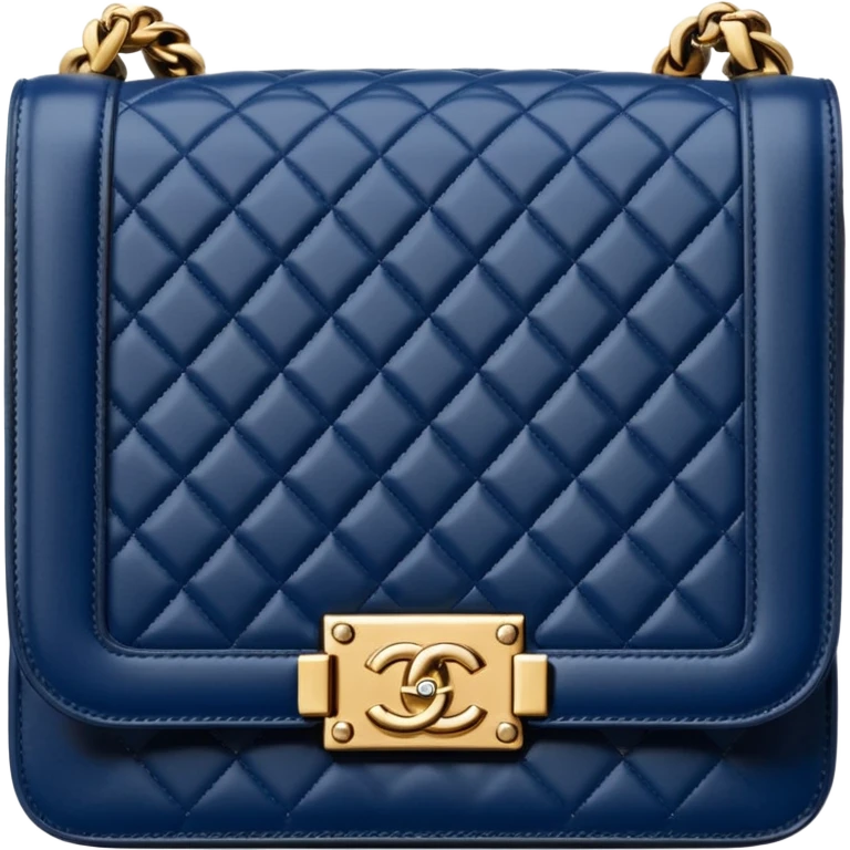 chanel le boy dark blue bag with gold hardware emoji