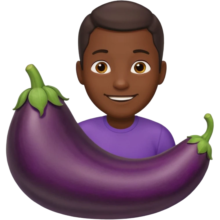 Black guy sitting on eggplant while smiling  emoji