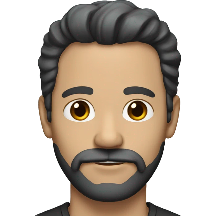 50 year old white man with black hair, brown eyes and a black beard emoji