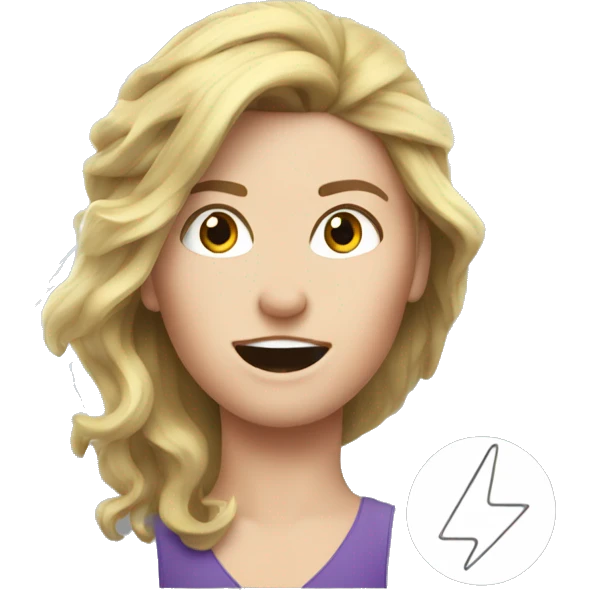 Lightning strikes a white woman's hair emoji