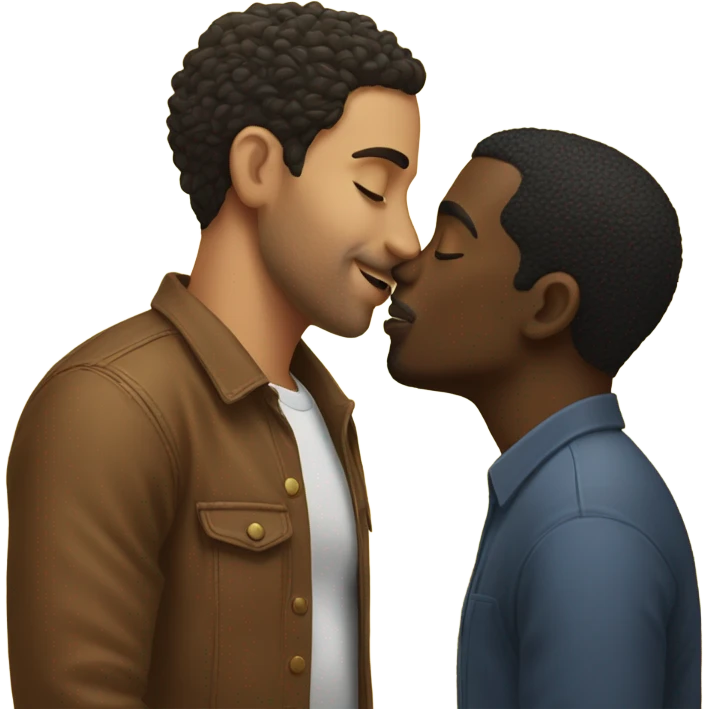 Latino guy and black guy kissing  emoji